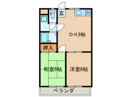 ルミエール石崎B(2DK/1階)の間取り写真