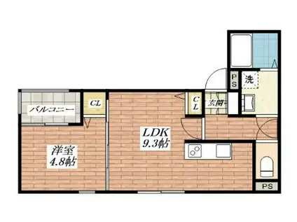 クレア―ル茨木(1LDK/1階)の間取り写真