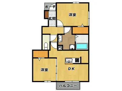 プチイル日野(2DK/1階)の間取り写真