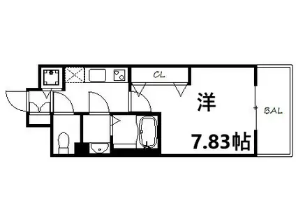 LUXE東灘(1K/6階)の間取り写真