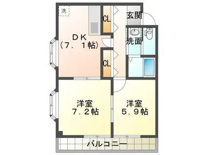 ノースヴィレッジII(2DK/6階)の間取り写真