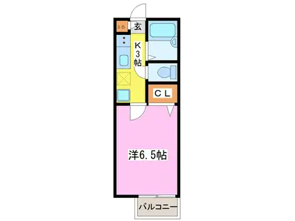カレントハイツI(1K/1階)の間取り写真