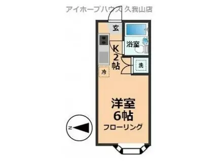 第二大熊ハウス(ワンルーム/1階)の間取り写真