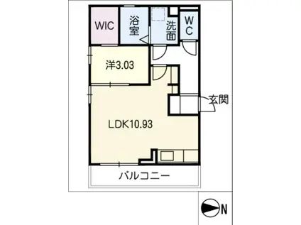 ゆとりーとライン 守山駅(愛知) 徒歩5分 3階建 築6年(1LDK/3階)の間取り写真
