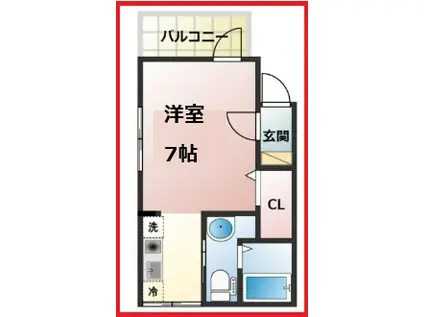 メルディア竹ノ塚(ワンルーム/1階)の間取り写真