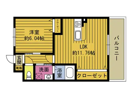 ハッピーガーデン(1LDK/1階)の間取り写真