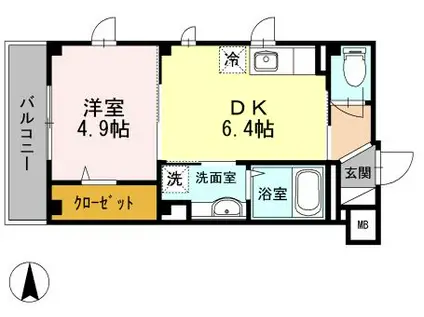 ルミエール武蔵中原(1DK/3階)の間取り写真