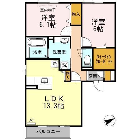 サン・ブランドール(2LDK/2階)の間取り写真
