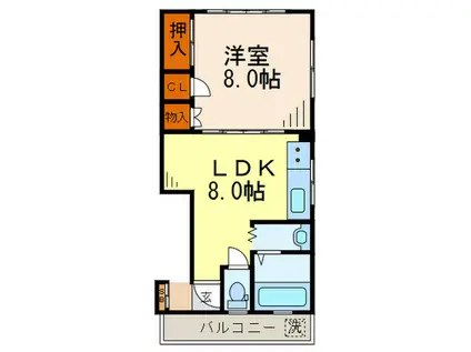 島田ハイツ(1LDK/3階)の間取り写真