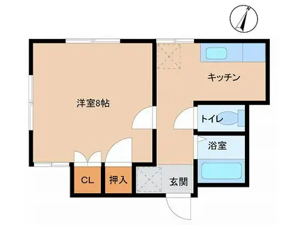 プレーンコートII(1K/2階)の間取り写真