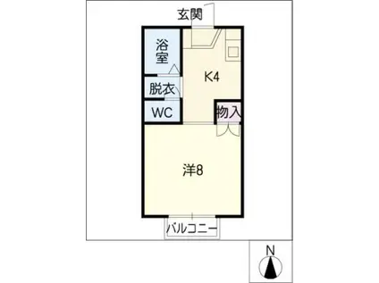 ジュネス栄(1K/1階)の間取り写真