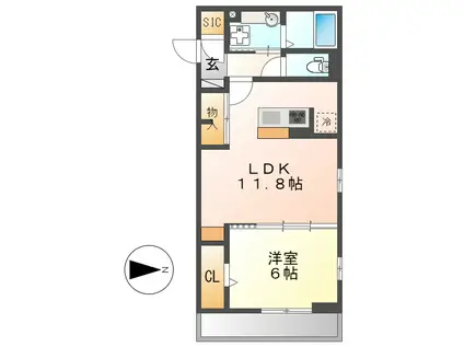 シャルルーズ(1LDK/1階)の間取り写真