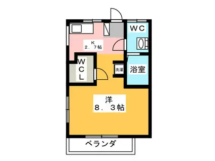 メゾン・ド・ラクト(ワンルーム/2階)の間取り写真