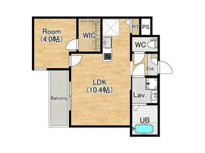 ジーメゾン妙興寺ルクシア(1LDK/1階)の間取り写真