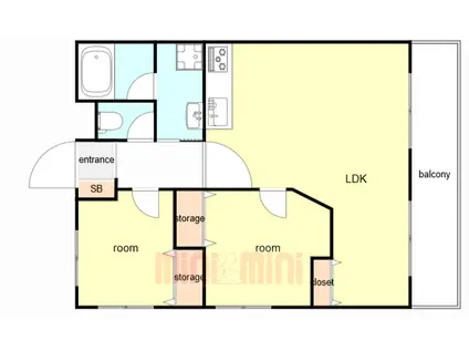 センターヒル岡本(2LDK/6階)の間取り写真