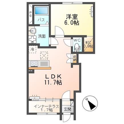 エルシオン(1LDK/1階)の間取り写真