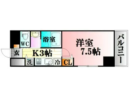 プラージュ村本(1K/7階)の間取り写真