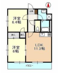 マイル・ストーン(2LDK/2階)の間取り写真