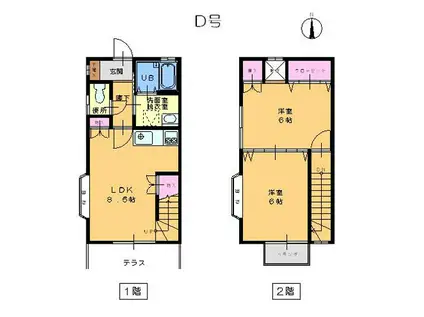 ル・エスト(2DK/1階)の間取り写真