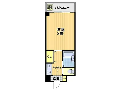 ウエストヒルズ(1K/3階)の間取り写真