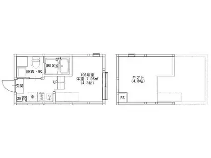 ハーモニーテラス北小岩XXII(1K/1階)の間取り写真
