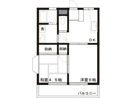 クリアリブ(2DK/2階)の間取り写真