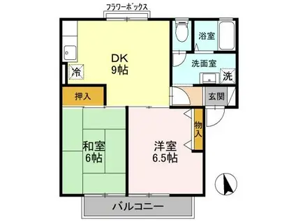 エクセルコーポ陵南A棟(2DK/2階)の間取り写真