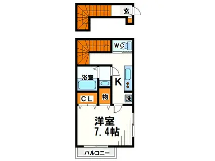 京王線 千歳烏山駅 徒歩10分 2階建 築17年(1K/2階)の間取り写真