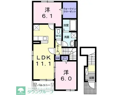 プランドール トロワ A(2LDK/2階)の間取り写真