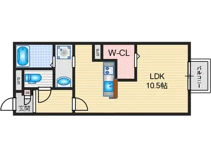 チェレイ・ドゥ・ソレイユ(ワンルーム/1階)の間取り写真
