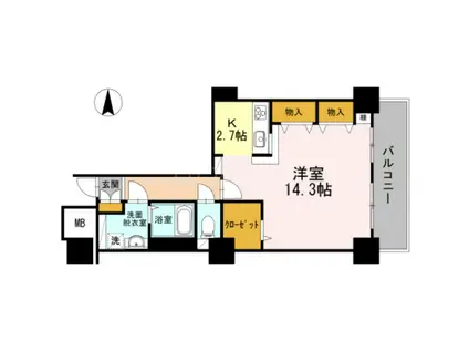 品川シーサイドビュータワーI(1K/24階)の間取り写真