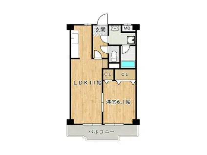プレミール花水木(1LDK/3階)の間取り写真