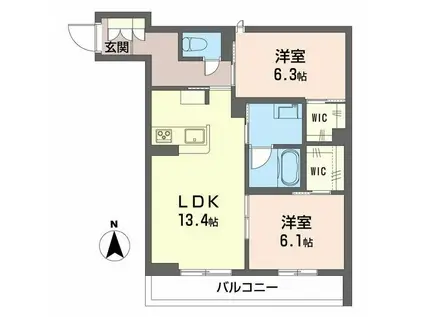 イル ソーレ(2LDK/2階)の間取り写真