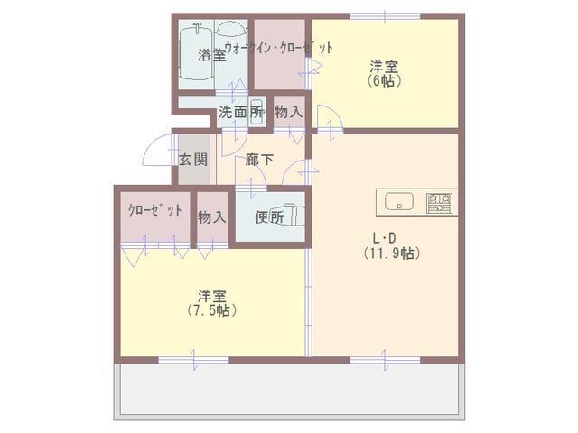 K・プラウド(2LDK/2階)の間取り写真