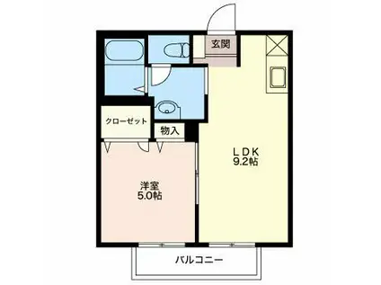 リヴュール(1LDK/2階)の間取り写真