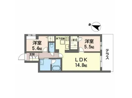 シャーメゾン ルミエール(2LDK/1階)の間取り写真