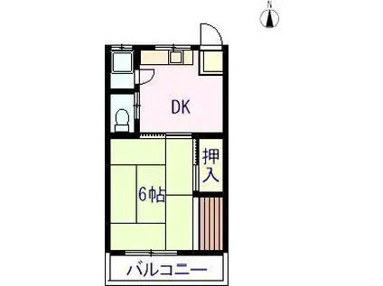 カームタウン本町(1K/2階)の間取り写真
