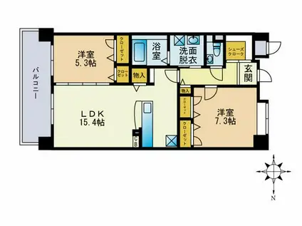 バルセロナ箱崎(2LDK/5階)の間取り写真