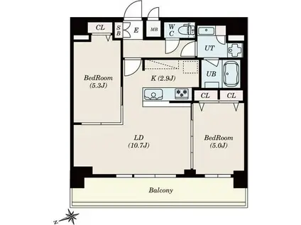 S‐RESIDENCE四日市安島ALOGGIO(2LDK/13階)の間取り写真