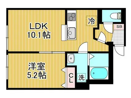 MONREVEII(1LDK/4階)の間取り写真