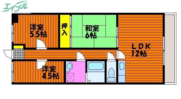 ボヌール星島(3LDK/2階)の間取り写真
