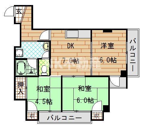シルフィード(3DK/5階)の間取り写真
