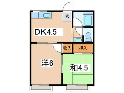 コーポさちが丘(2DK/2階)の間取り写真