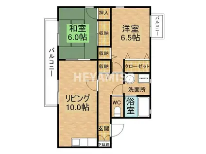 ニューセジュールKⅡ(2LDK/2階)の間取り写真