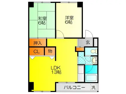 シャンボール鶴見(2LDK/1階)の間取り写真