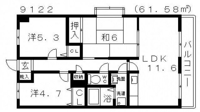 ハイグレード高井田(3LDK/4階)の間取り写真