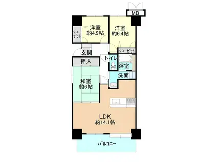サーパス速玉公園(3LDK/11階)の間取り写真