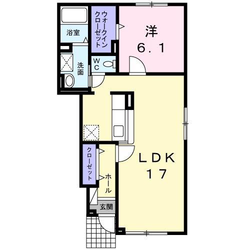 グレイスフル・サンI(1LDK/1階)の間取り写真