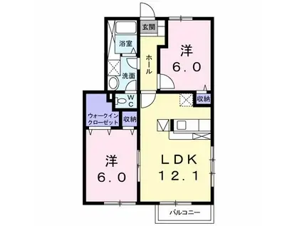 メゾンドールK VI(2LDK/1階)の間取り写真