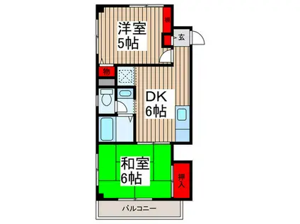 エステートピアスワン(2DK/2階)の間取り写真